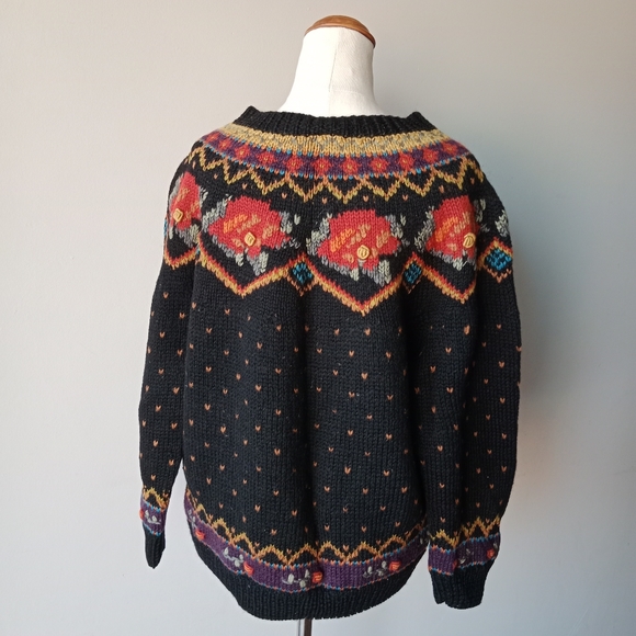 VINTAGE WOOL Black Button Up Jumper - Picture 5 of 7